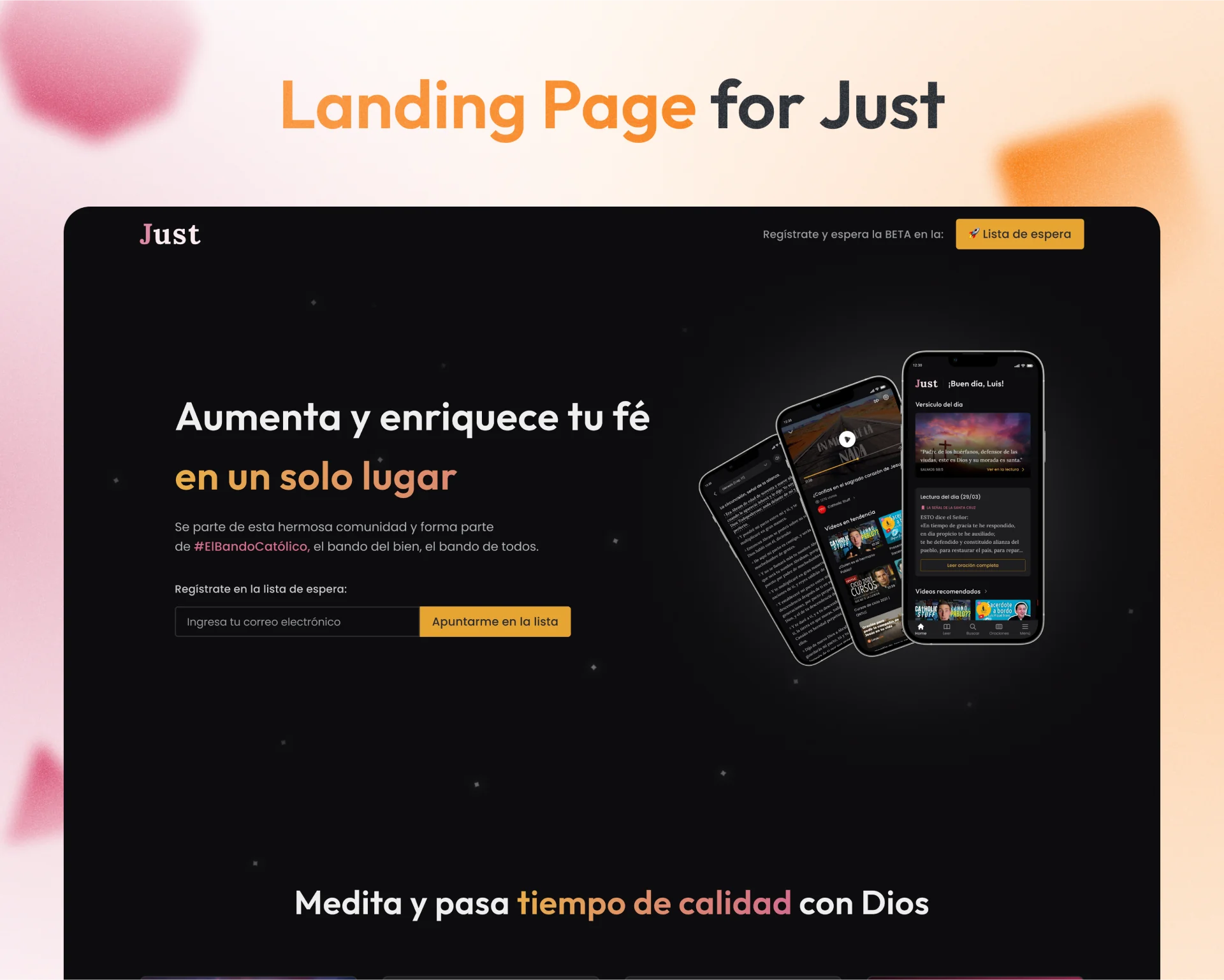 Diseño de Landing Page para Just